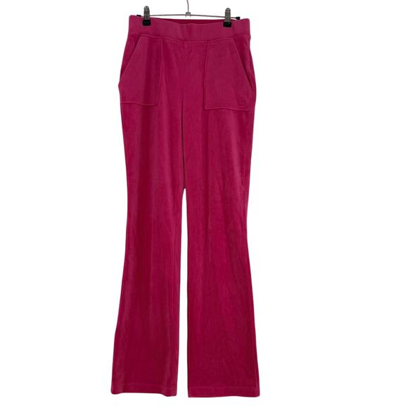 Juicy Couture Velour Track Pants Small Hot Pink Flare Leg Y2K Lounge Sweatpants - Picture 1 of 5